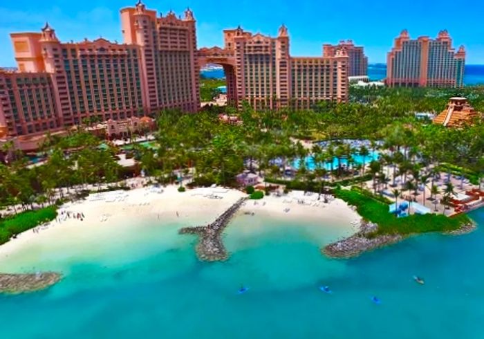 aerial view of the Atlantis Aquaventure park in Nassau, Bahamas