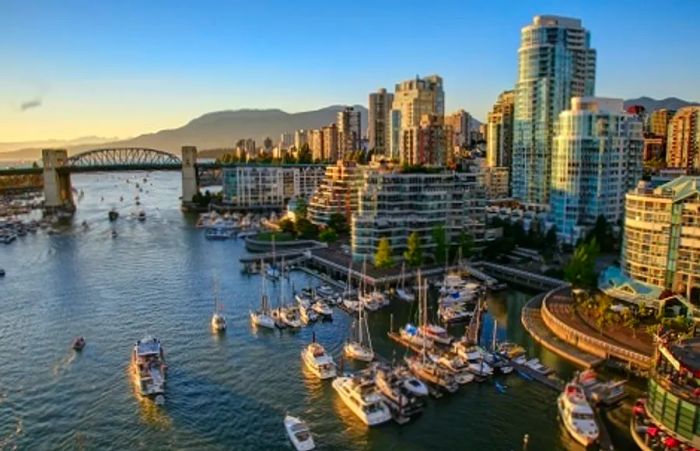 aerial view showcasing the vancouver skyline