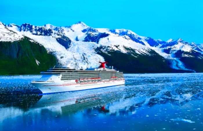 Dinogo gliding through the snow-covered peaks of Alaska