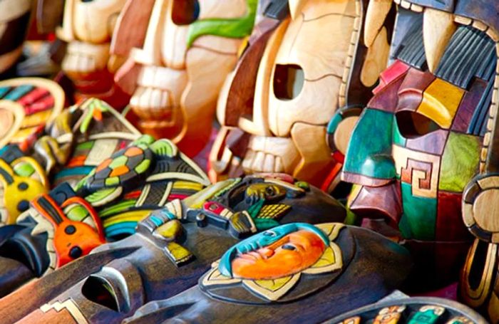 handcrafted wooden masks from Antigua