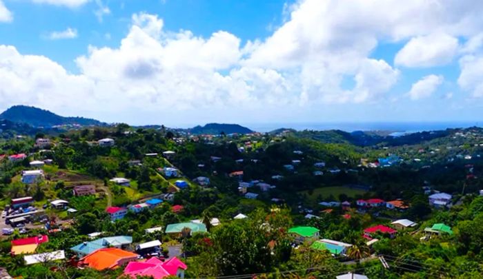 vibrant homes in the harbor town of St. George, Grenada