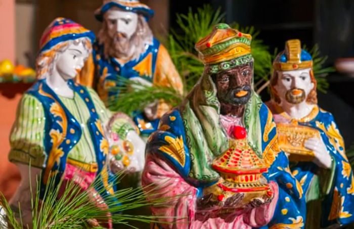 colorful ceramic representations of the 3 kings created in san juan