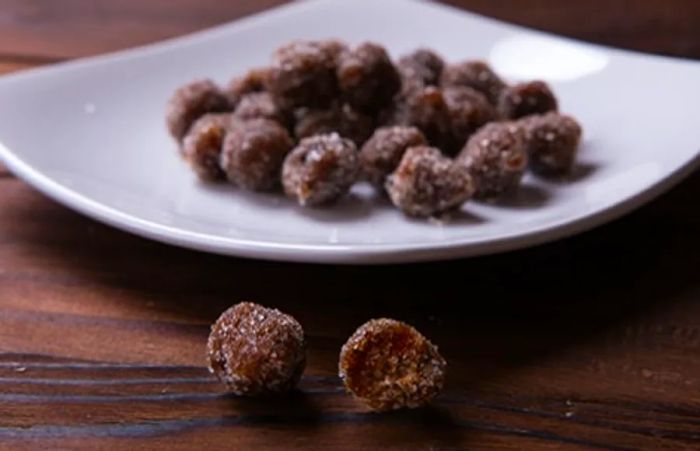 Tamarind balls from Antigua presented on a white plate