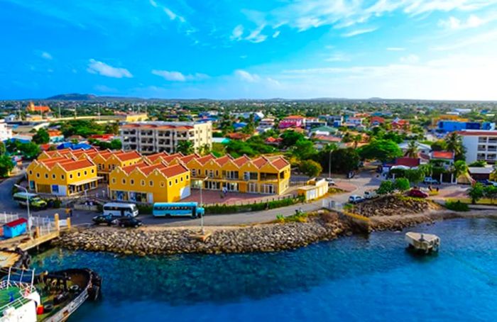 bird's eye view of Bonaire's harbor