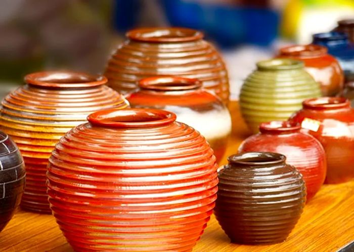 colorful handmade pottery