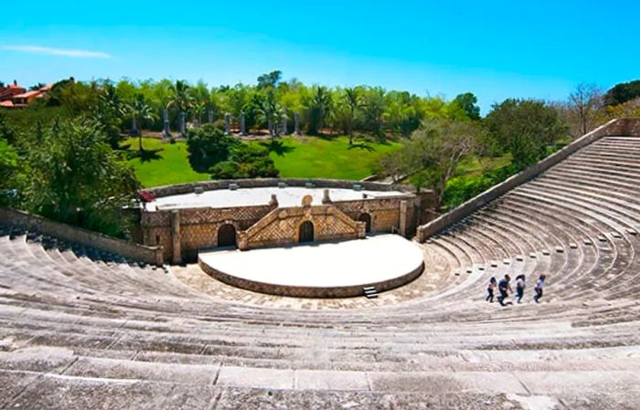 An overhead view of a historic theater in La Romana, Dominican Republic