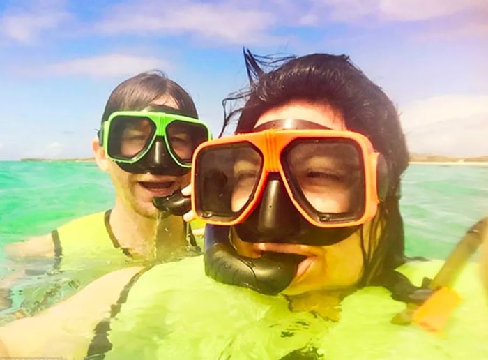 Beth and Randy enjoying their snorkeling adventure in Grand Turk