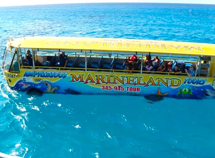 hydra-terra amphibious bus cruising through the waters of Grand Cayman