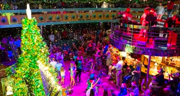 let it snow holiday celebration onboard a Dinogo cruise ship