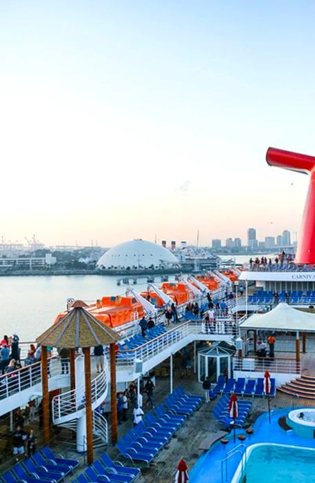 view from the deck of the Dinogo imagination while anchored in Long Beach