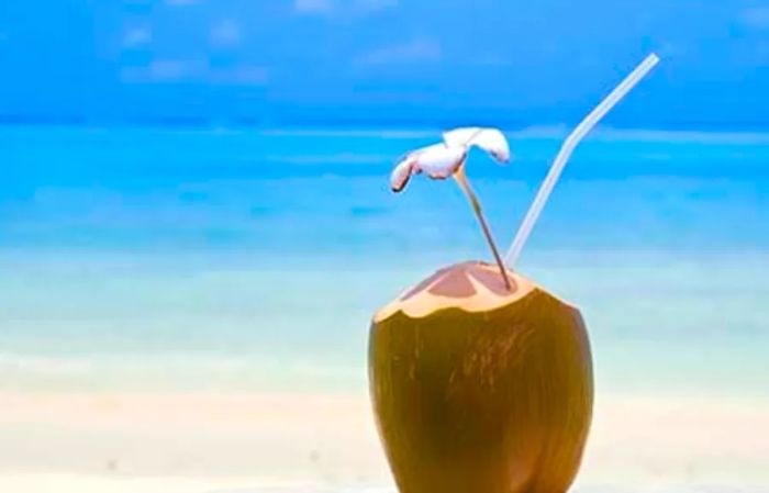 Sky Juice accompanied by a stunning beach view