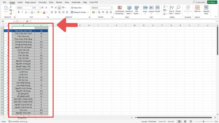 di chuyển cột trong Excel