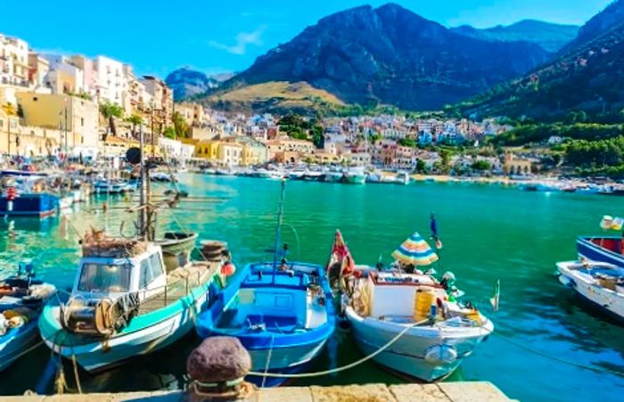 a scenic harbor in Messina, Sicily, Italy