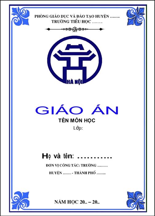 Mẫu bìa giáo án thiết kế hiện đại