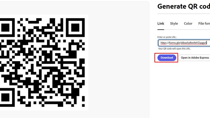 Tạo mã QR để chia sẻ Google Form