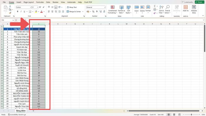 cách di chuyển cột trong Excel