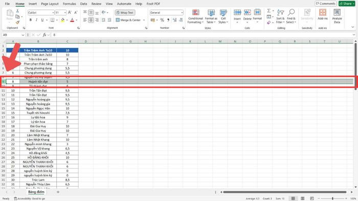 di chuyển cột trong Excel