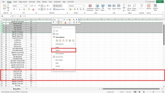 di chuyển cột excel