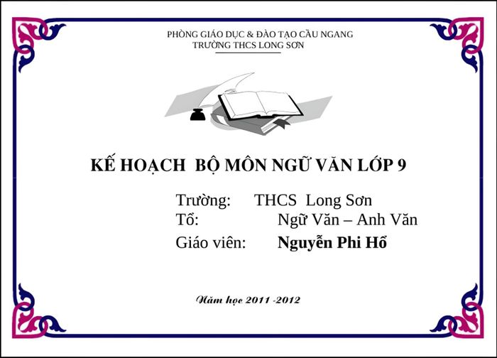 Mẫu bìa giáo án khổ ngang dễ nhìn và thu hút