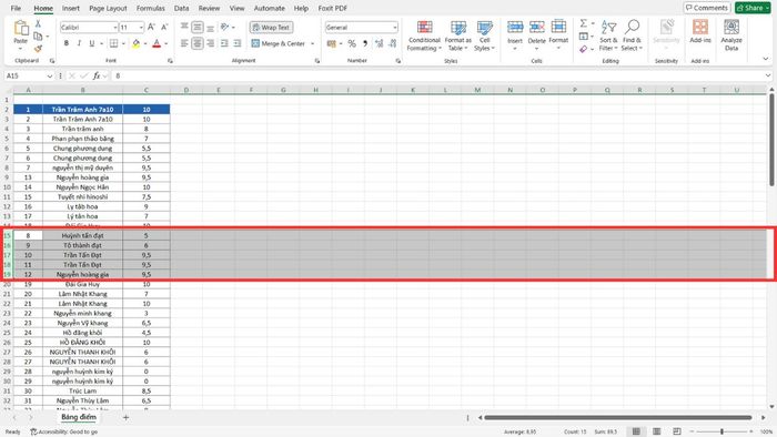 cách di chuyển hàng trong excel