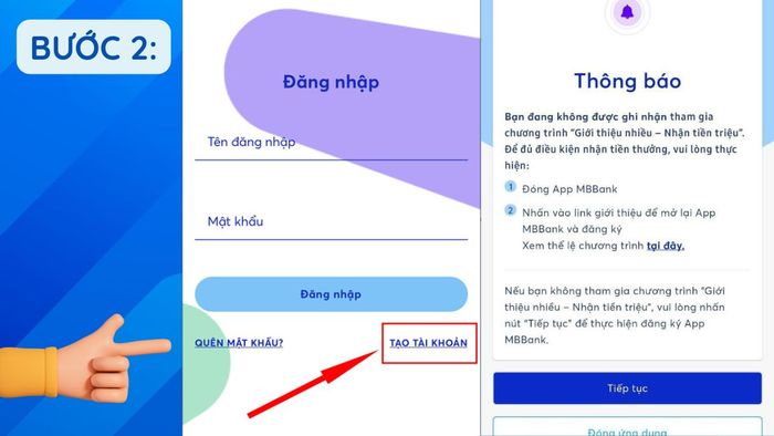 Hướng dẫn mở tài khoản ngân hàng - Bước 2