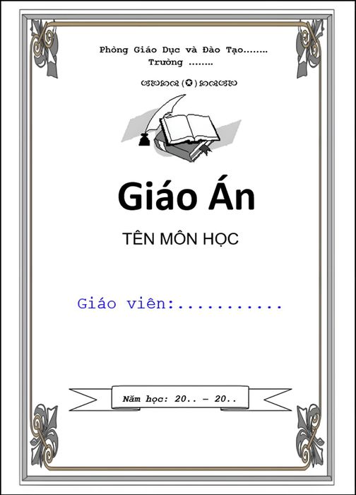 Mẫu bìa giáo án đạt tiêu chuẩn