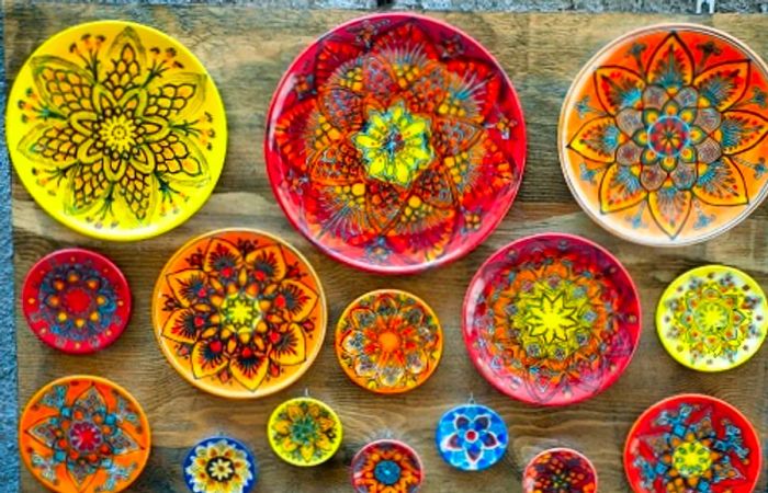 colorful ceramic plates available along the streets of Sicily, Italy