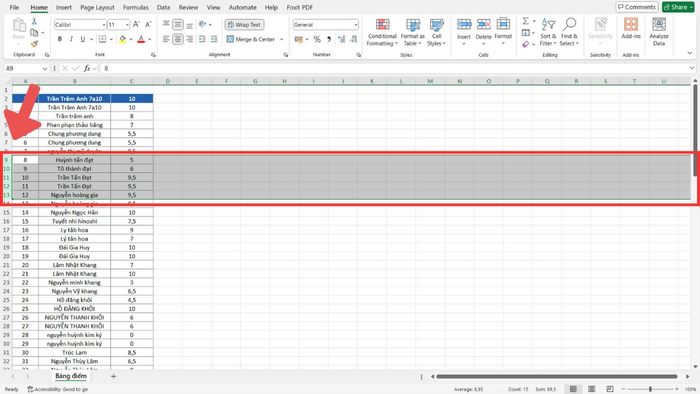 di chuyển một cột trong excel