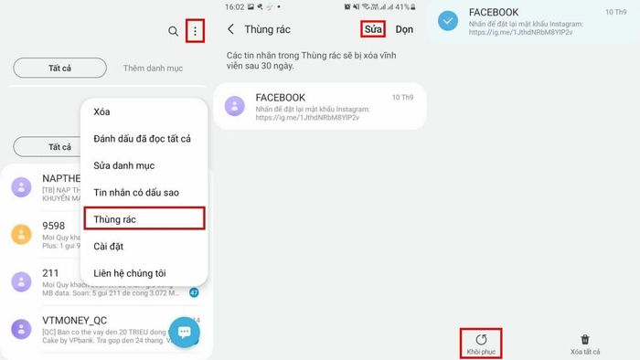 Phương pháp khôi phục tin nhắn SMS trên Samsung hiệu quả.