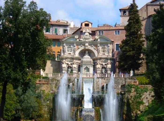 A fountain amidst the villa and gardens of Tivoli