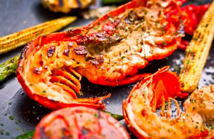 grilled lobster with butter from grand turk