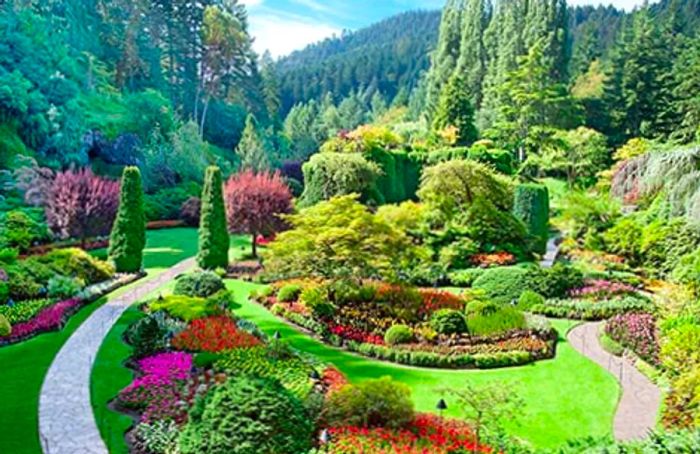 Lush Butchart Gardens in Victoria, BC, Canada