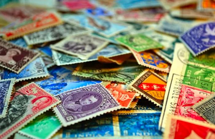 colorful international stamps