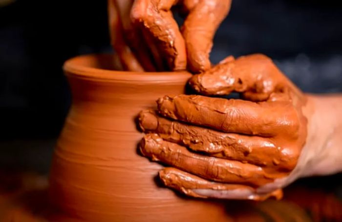 handcrafted pottery created from rolled clay