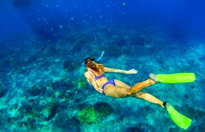 woman snorkeling at the western Caribbean port of Nassau