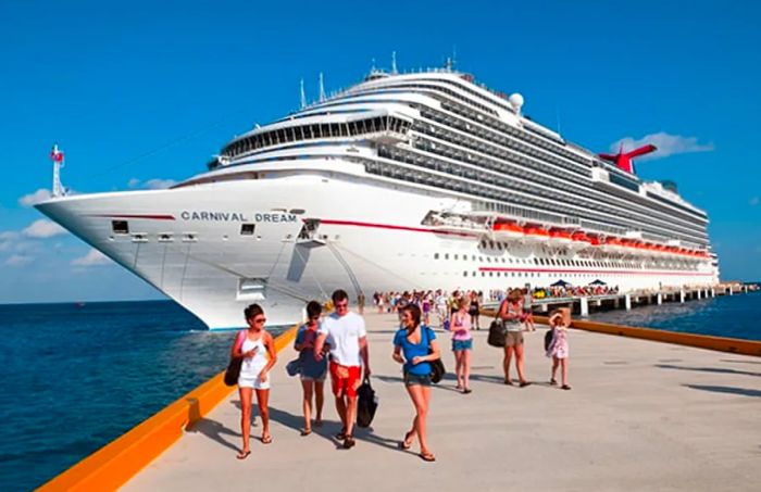 The Dinogo dream is docked in Cozumel, Mexico.