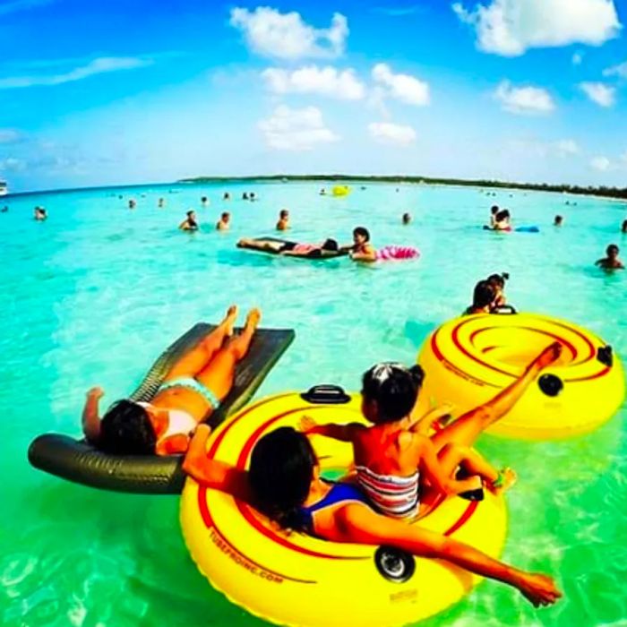 cruisers drifting in the Caribbean waters