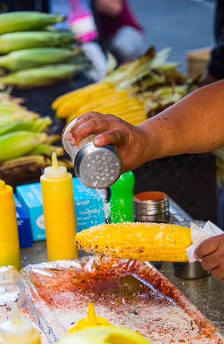 elote being prepared