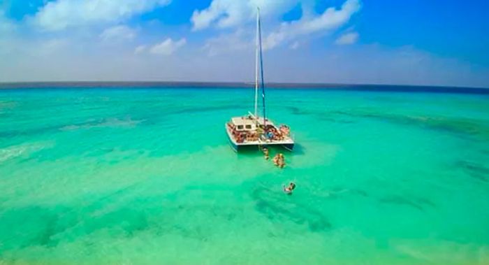 a catamaran sailing in Grand Turk