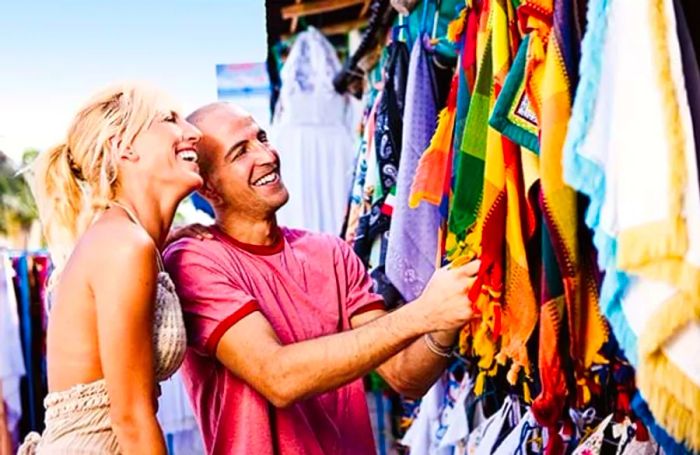 a couple enjoying shopping in Cozumel