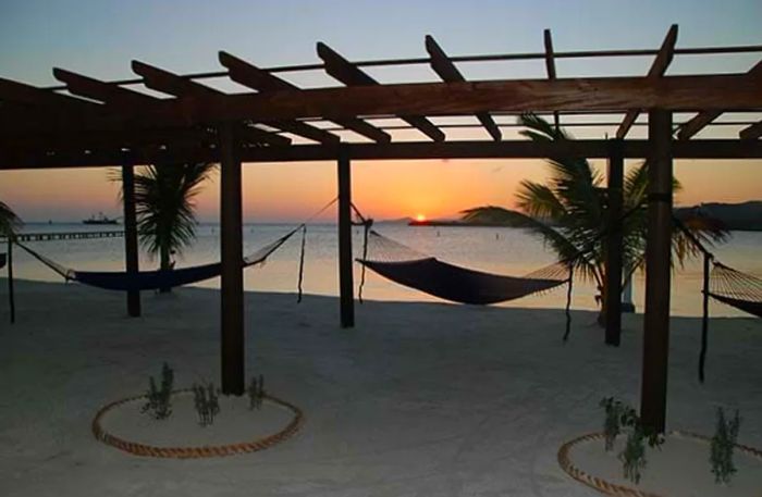 hammocks overlooking the sunset in Mahogany Bay