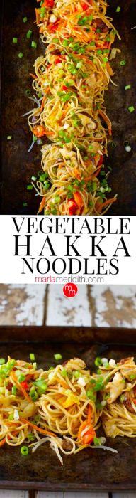 A lengthy banner featuring Vegetable Hakka noodles