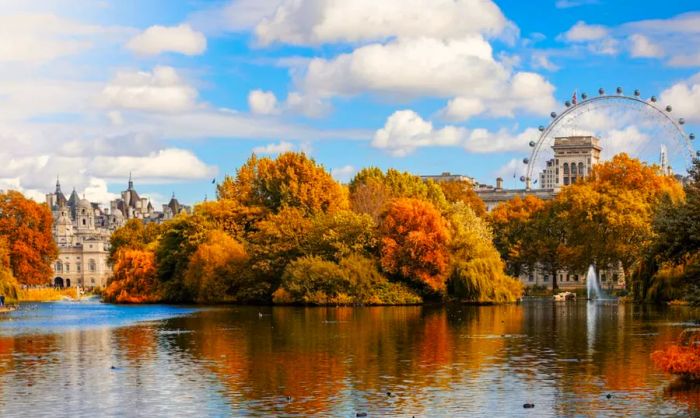 St. James Park in London during autumn