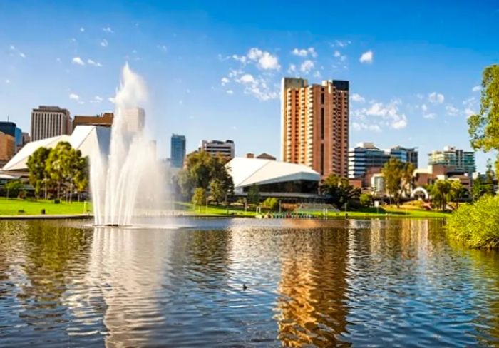 the business and hotel skyline in central Adelaide