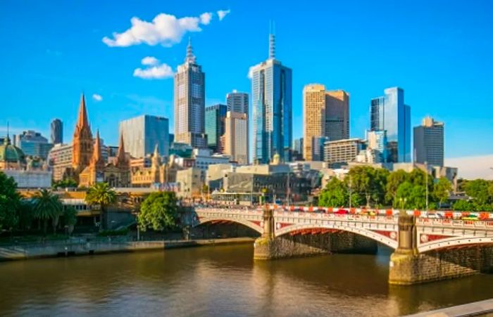 the Melbourne city skyline in Australia