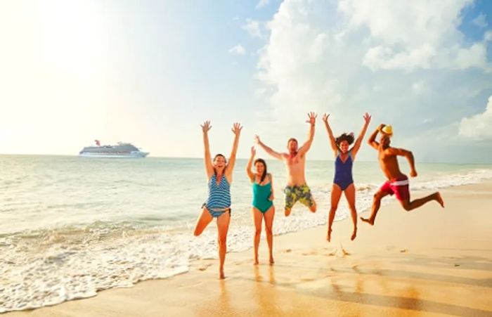 a group of friends relishing their time at the beach