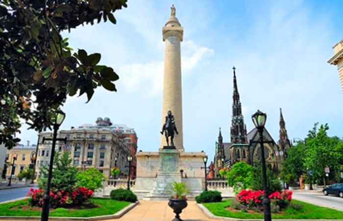 Washington Monument located in the heart of Mount Vernon, Baltimore