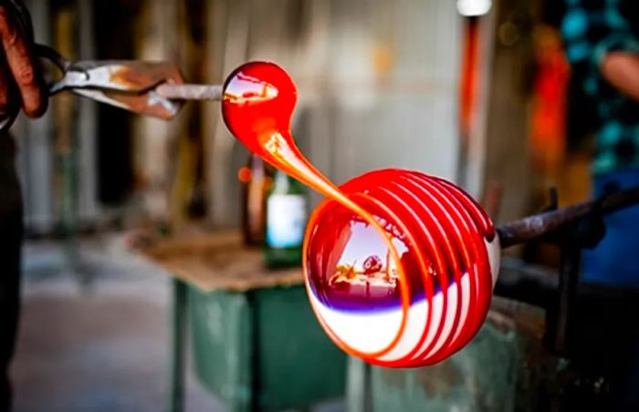 glassblowing in a studio