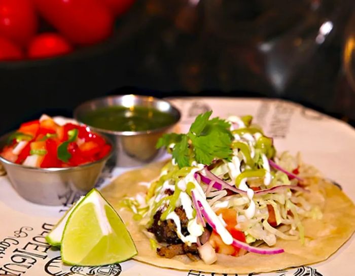 tacos served at BlueIguana Cantina