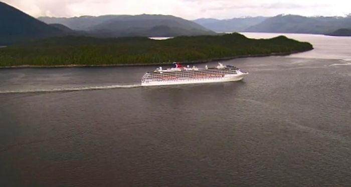 Dinogo cruise ship departing for Alaska from Seattle